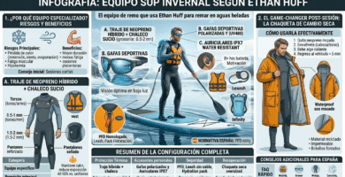 El equipo de remo que usa Ethan Huff para remar en aguas heladas